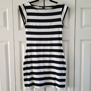 French Connection Black & White Striped Minidress